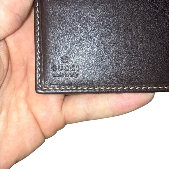 Gucci Brown and Gold Vintage Coated Canvas and Leather Mens Wallet with Crest - Picture 9 of 10
